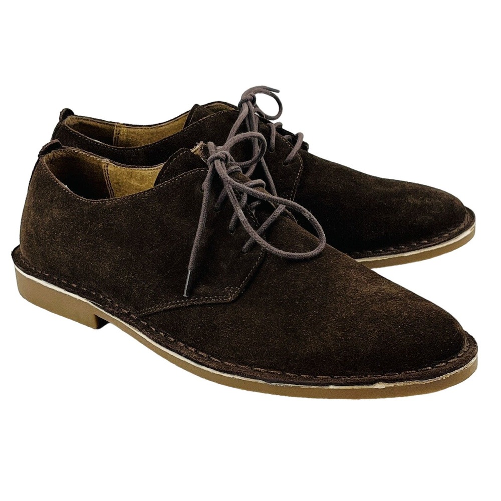 Mens 10.5M Nunn Bush Gordy Plain Toe Oxford Brown Suede Casual Dual Comfort